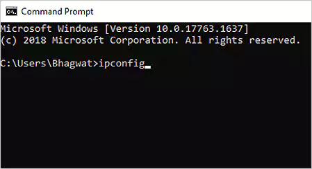 Type ipconfig